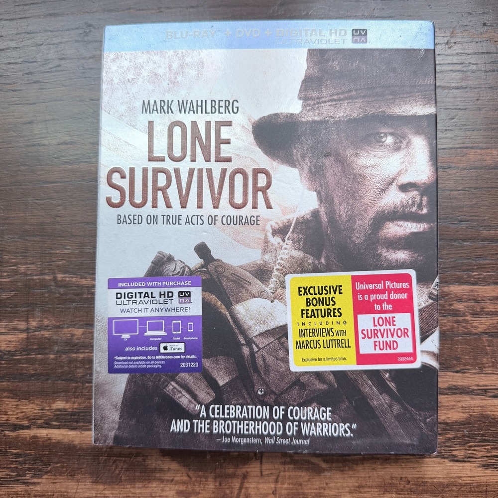 Lone Survivor Blu Ray DVD Slipcover Mark Wahlberg Military‎ War Movie Complete